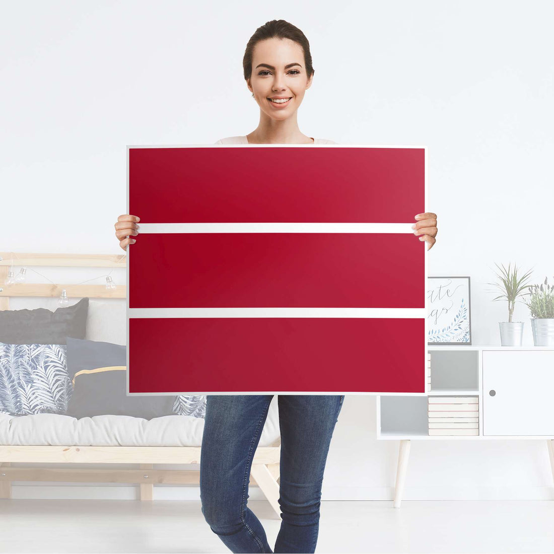 Klebefolie für Möbel Rot Dark - IKEA Malm Kommode 3 Schubladen - Folie