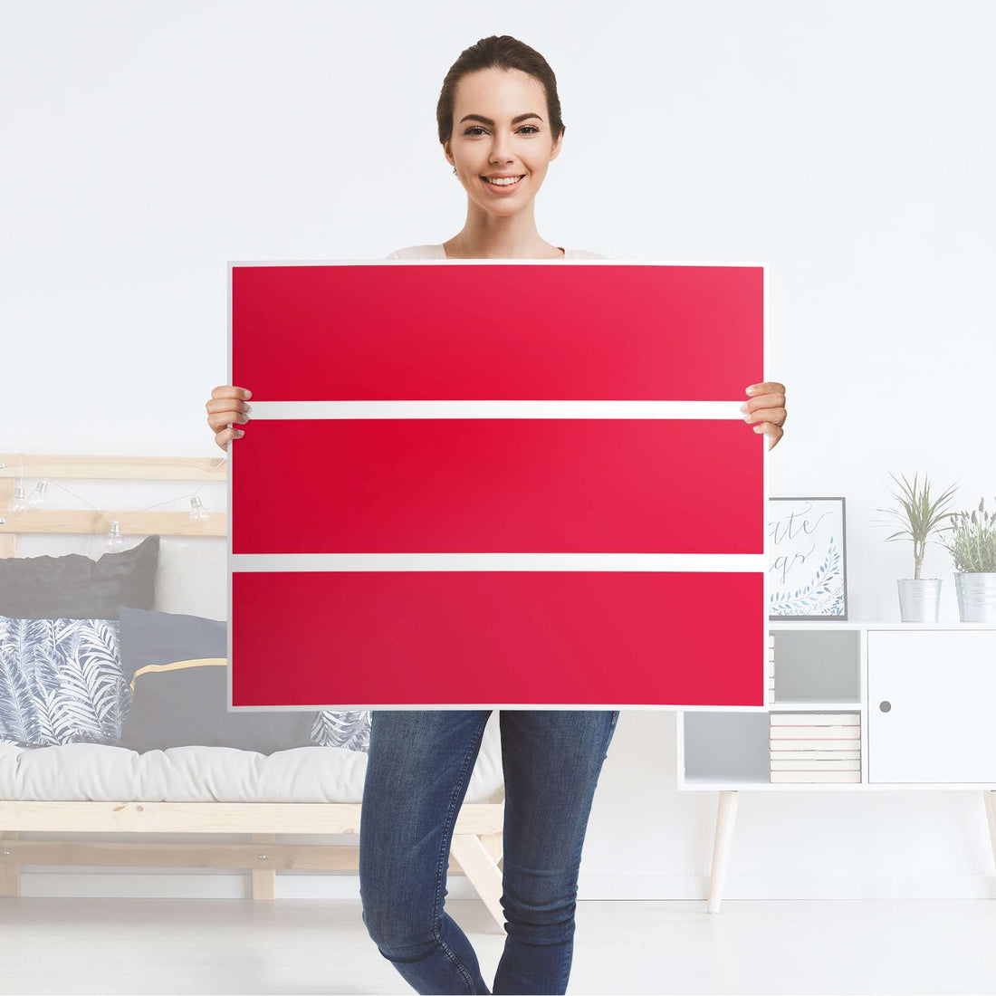 Klebefolie für Möbel Rot Light - IKEA Malm Kommode 3 Schubladen - Folie