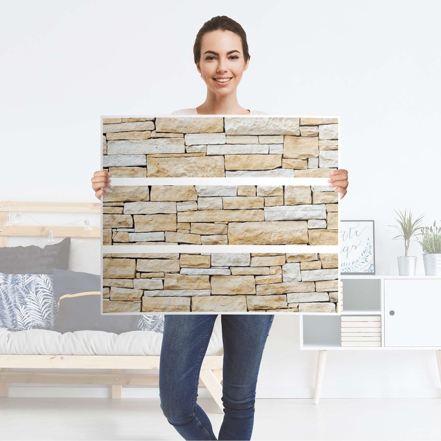 Klebefolie für Möbel Sandstein - IKEA Malm Kommode 3 Schubladen - Folie