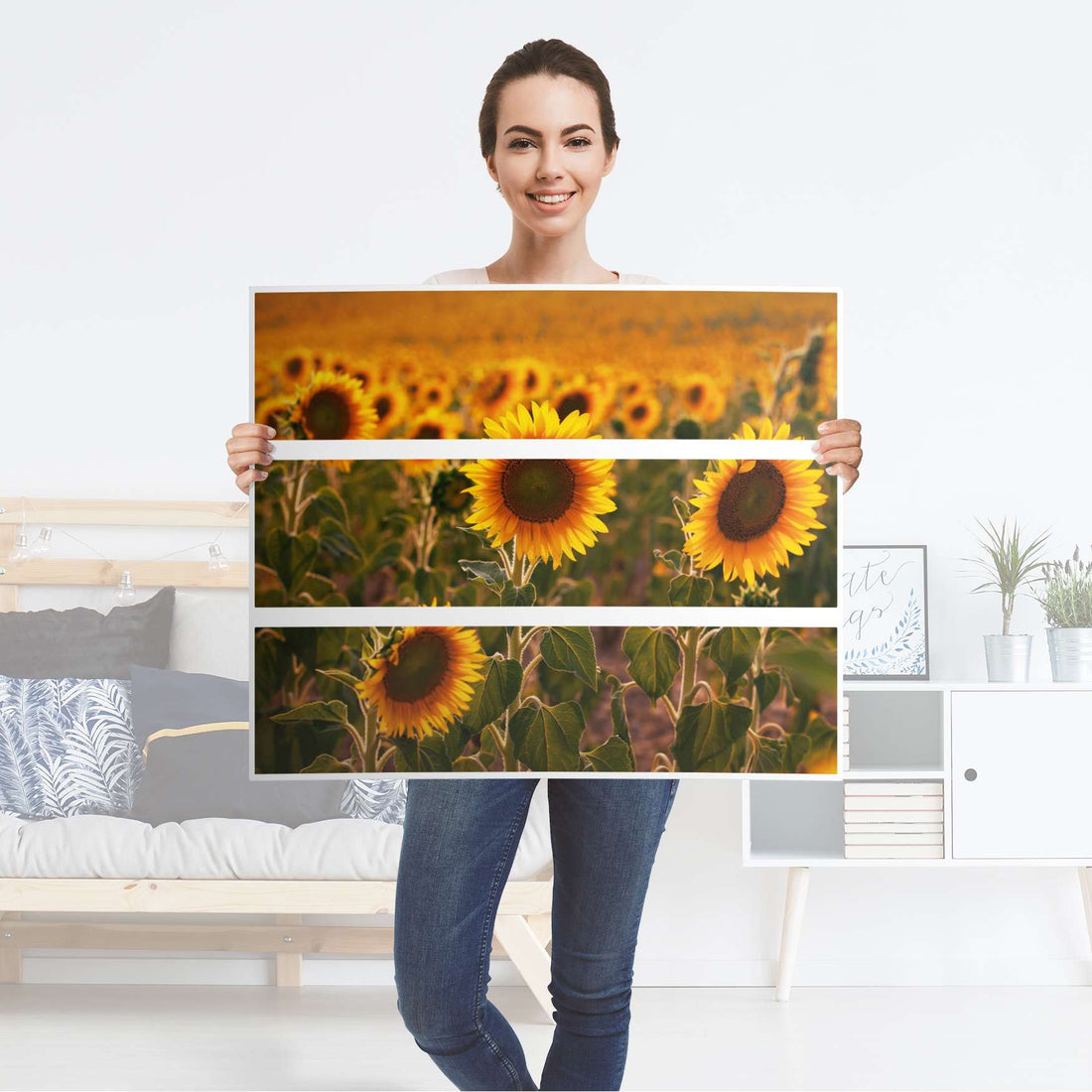 Klebefolie für Möbel Sunflowers - IKEA Malm Kommode 3 Schubladen - Folie