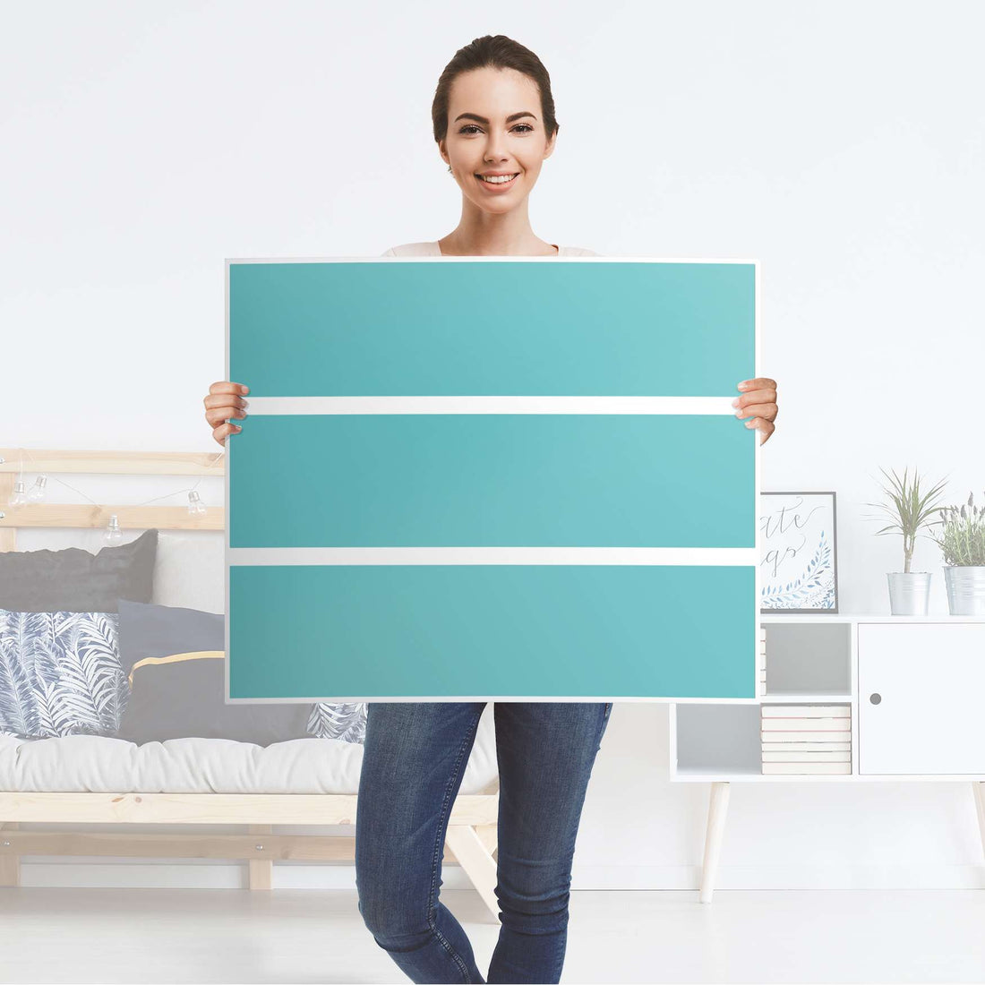 Klebefolie für Möbel Türkisgrün Light - IKEA Malm Kommode 3 Schubladen - Folie