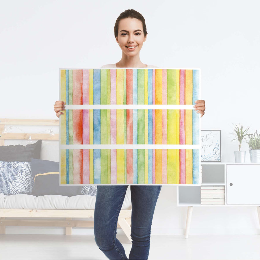 Klebefolie für Möbel Watercolor Stripes - IKEA Malm Kommode 3 Schubladen - Folie