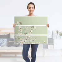 Klebefolie für Möbel White Blossoms - IKEA Malm Kommode 3 Schubladen - Folie