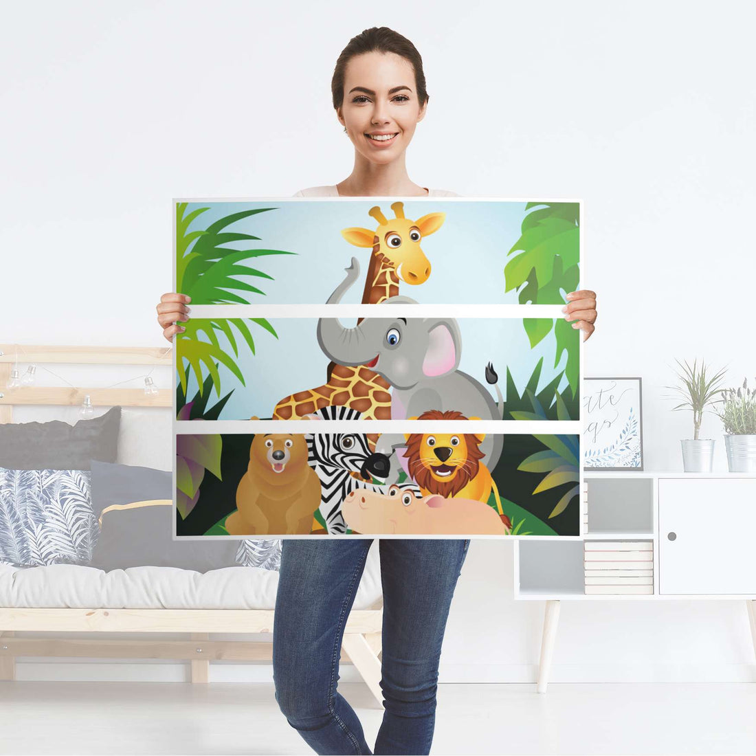 Klebefolie für Möbel Wild Animals - IKEA Malm Kommode 3 Schubladen - Folie