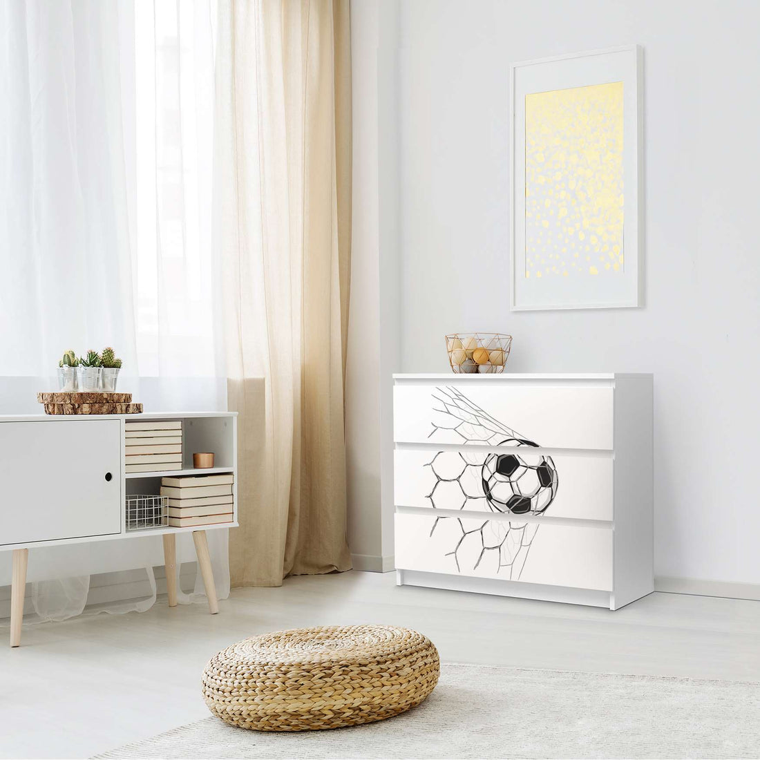 Klebefolie für Möbel Eingenetzt - IKEA Malm Kommode 3 Schubladen - Schlafzimmer