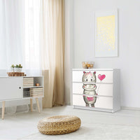 Klebefolie für Möbel Nilpferd mit Herz - IKEA Malm Kommode 3 Schubladen - Schlafzimmer