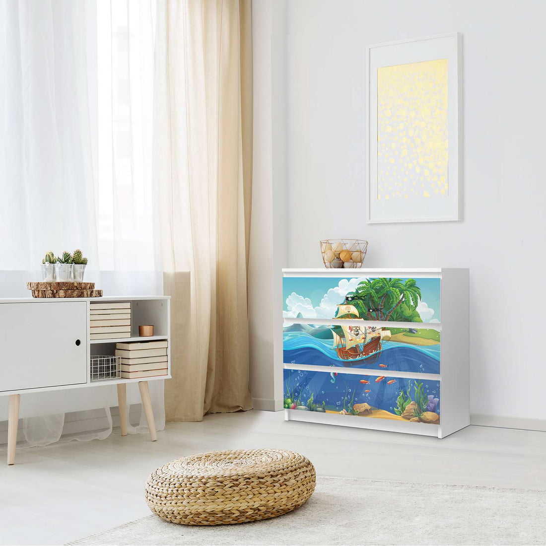 Klebefolie für Möbel Pirates - IKEA Malm Kommode 3 Schubladen - Schlafzimmer