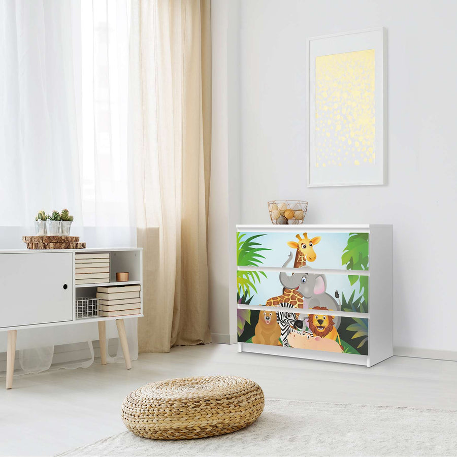 Klebefolie für Möbel Wild Animals - IKEA Malm Kommode 3 Schubladen - Schlafzimmer