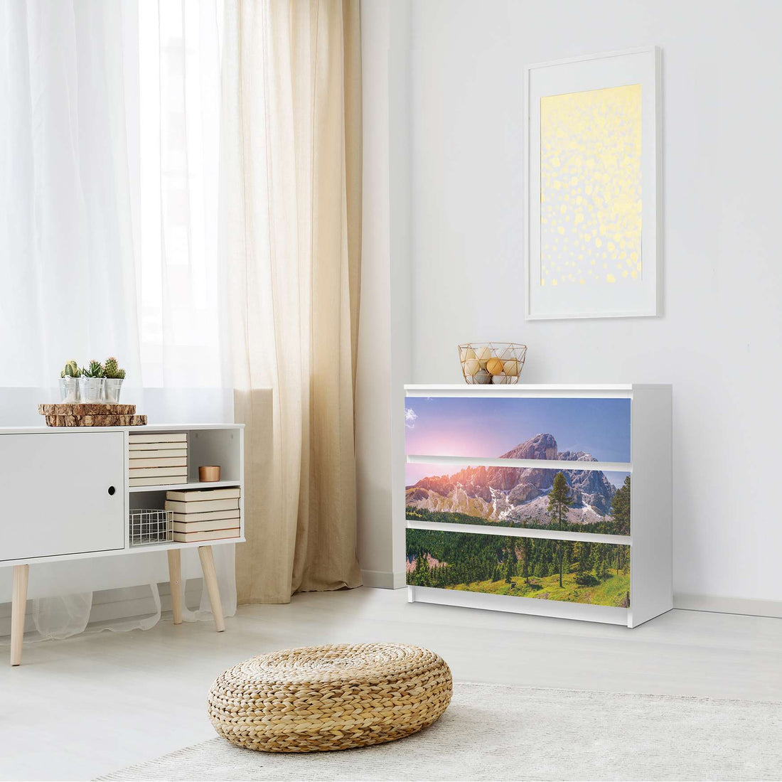 Klebefolie für Möbel Alpenblick - IKEA Malm Kommode 3 Schubladen - Schlafzimmer