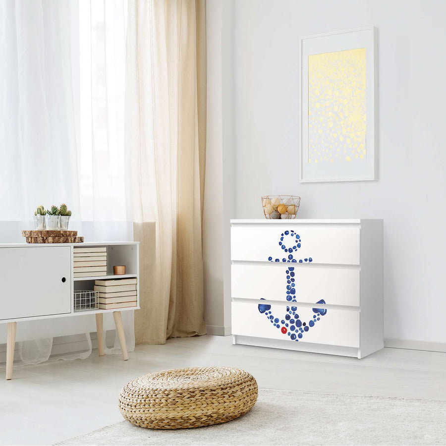 Klebefolie für Möbel Anker - IKEA Malm Kommode 3 Schubladen - Schlafzimmer