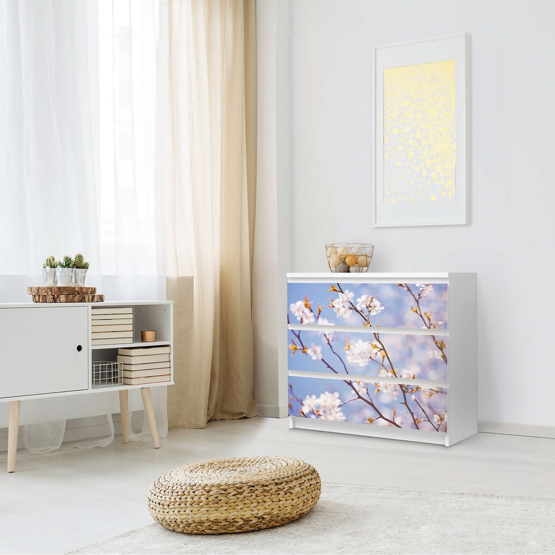 Klebefolie für Möbel Apple Blossoms - IKEA Malm Kommode 3 Schubladen - Schlafzimmer