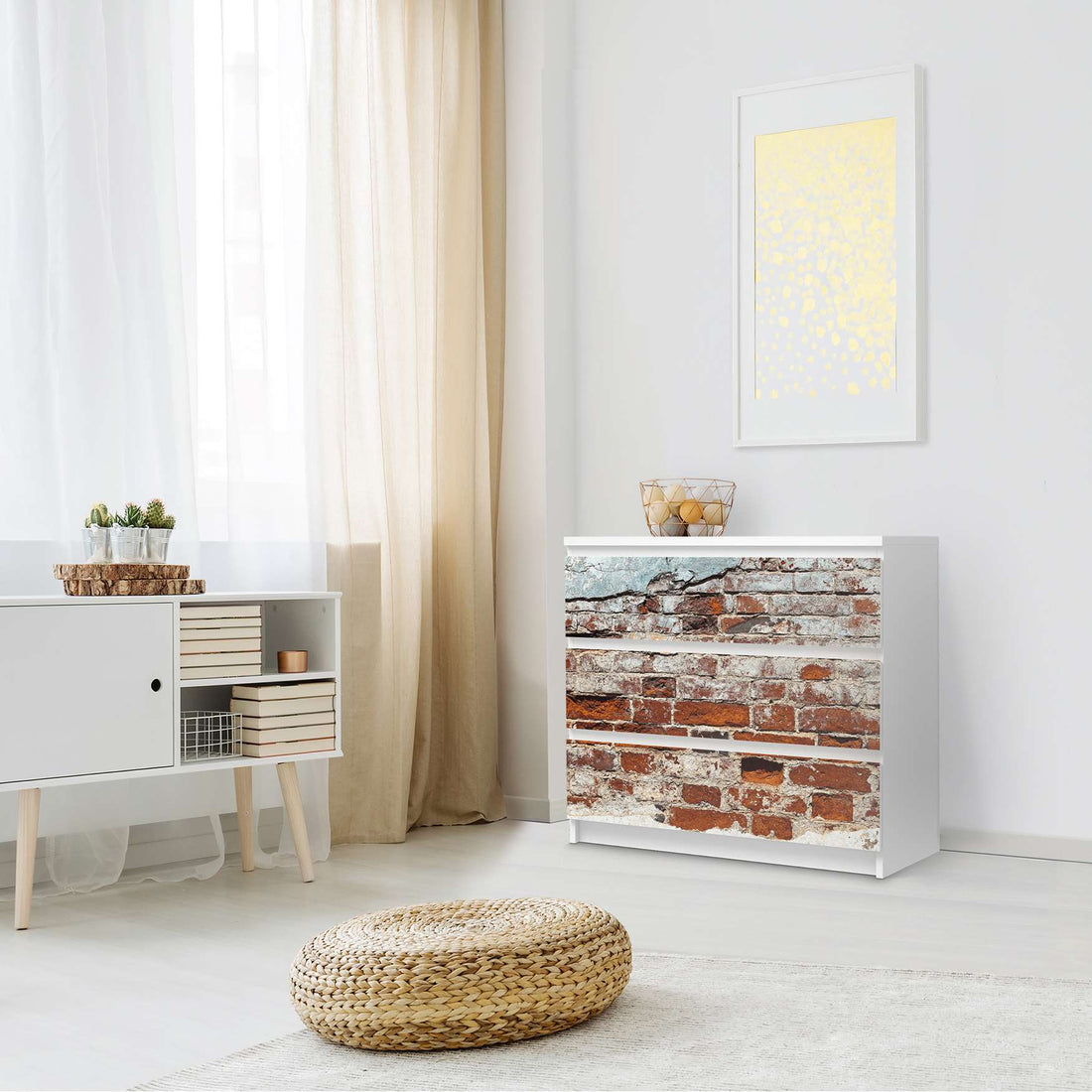 Klebefolie für Möbel Backstein - IKEA Malm Kommode 3 Schubladen - Schlafzimmer