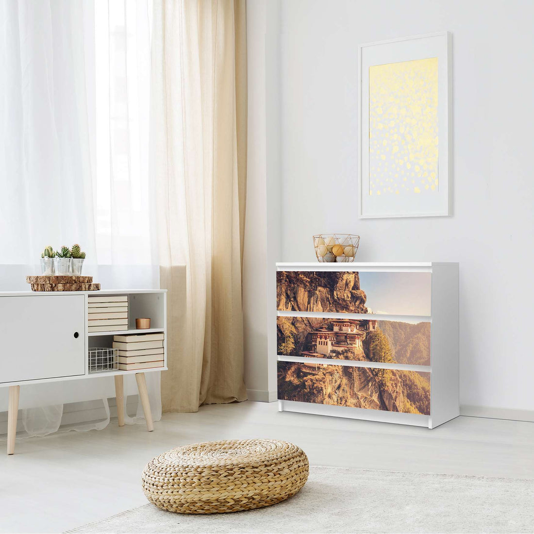 Klebefolie für Möbel Bhutans Paradise - IKEA Malm Kommode 3 Schubladen - Schlafzimmer