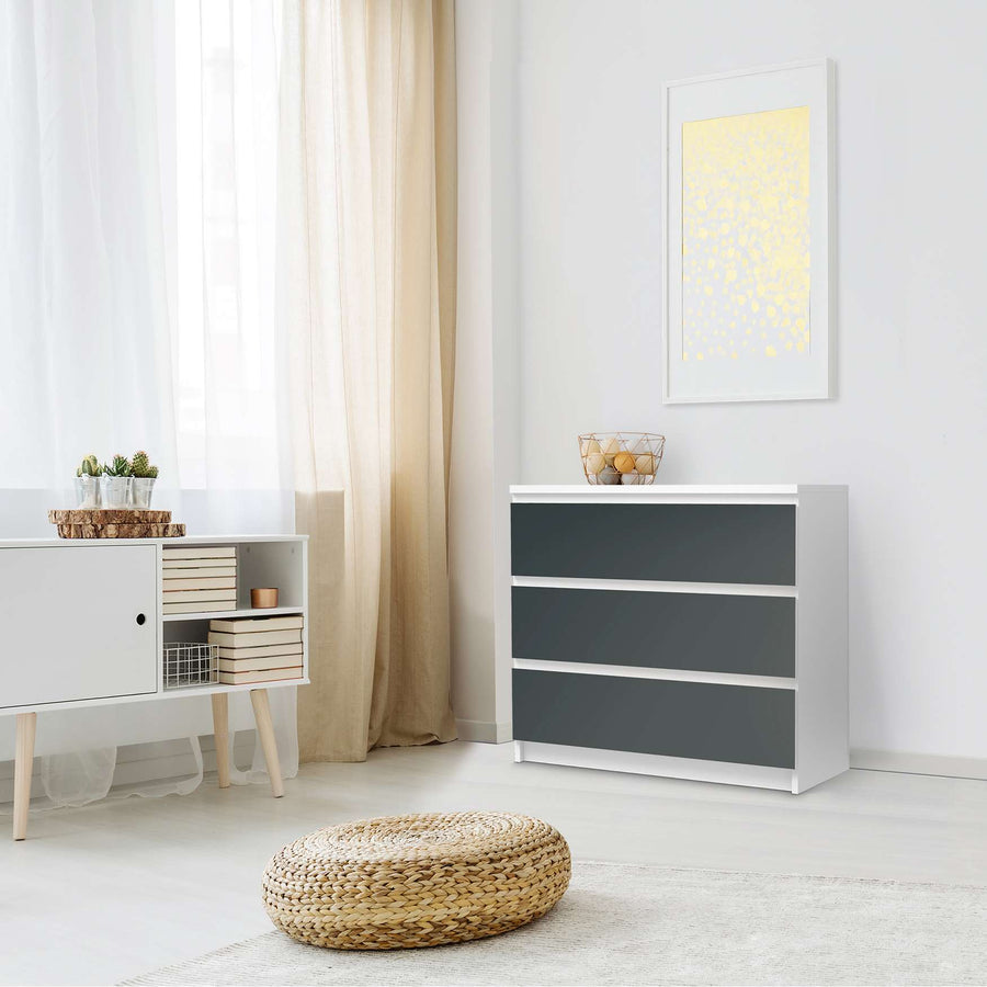 Klebefolie für Möbel Blaugrau Dark - IKEA Malm Kommode 3 Schubladen - Schlafzimmer