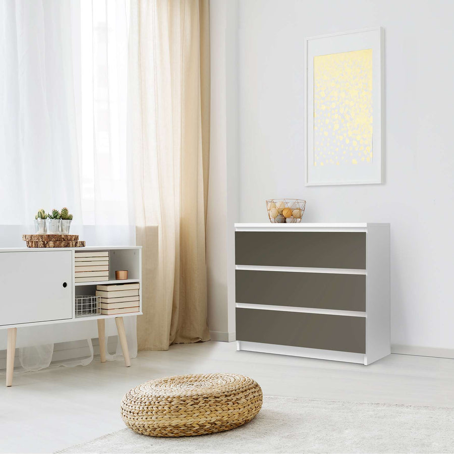 Klebefolie für Möbel Braungrau Dark - IKEA Malm Kommode 3 Schubladen - Schlafzimmer