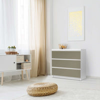 Klebefolie für Möbel Braungrau Light - IKEA Malm Kommode 3 Schubladen - Schlafzimmer