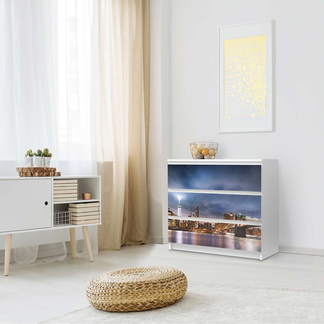 Klebefolie für Möbel Brooklyn Bridge - IKEA Malm Kommode 3 Schubladen - Schlafzimmer