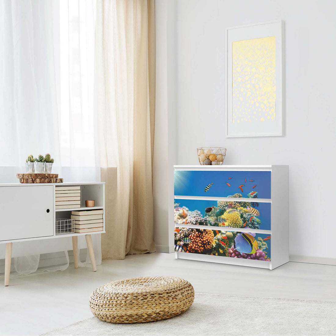 Klebefolie für Möbel Coral Reef - IKEA Malm Kommode 3 Schubladen - Schlafzimmer