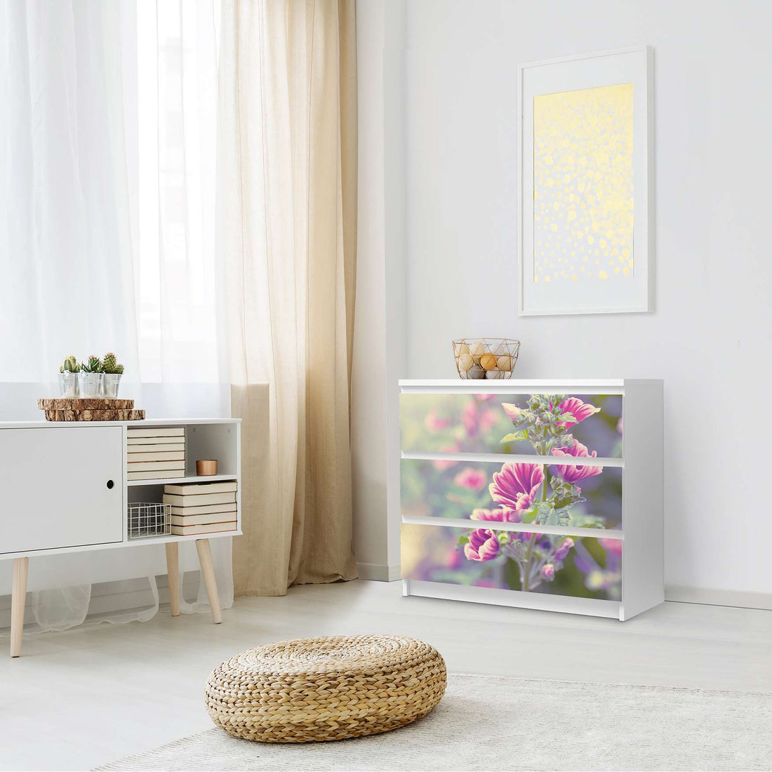Klebefolie für Möbel Flower Gaze - IKEA Malm Kommode 3 Schubladen - Schlafzimmer