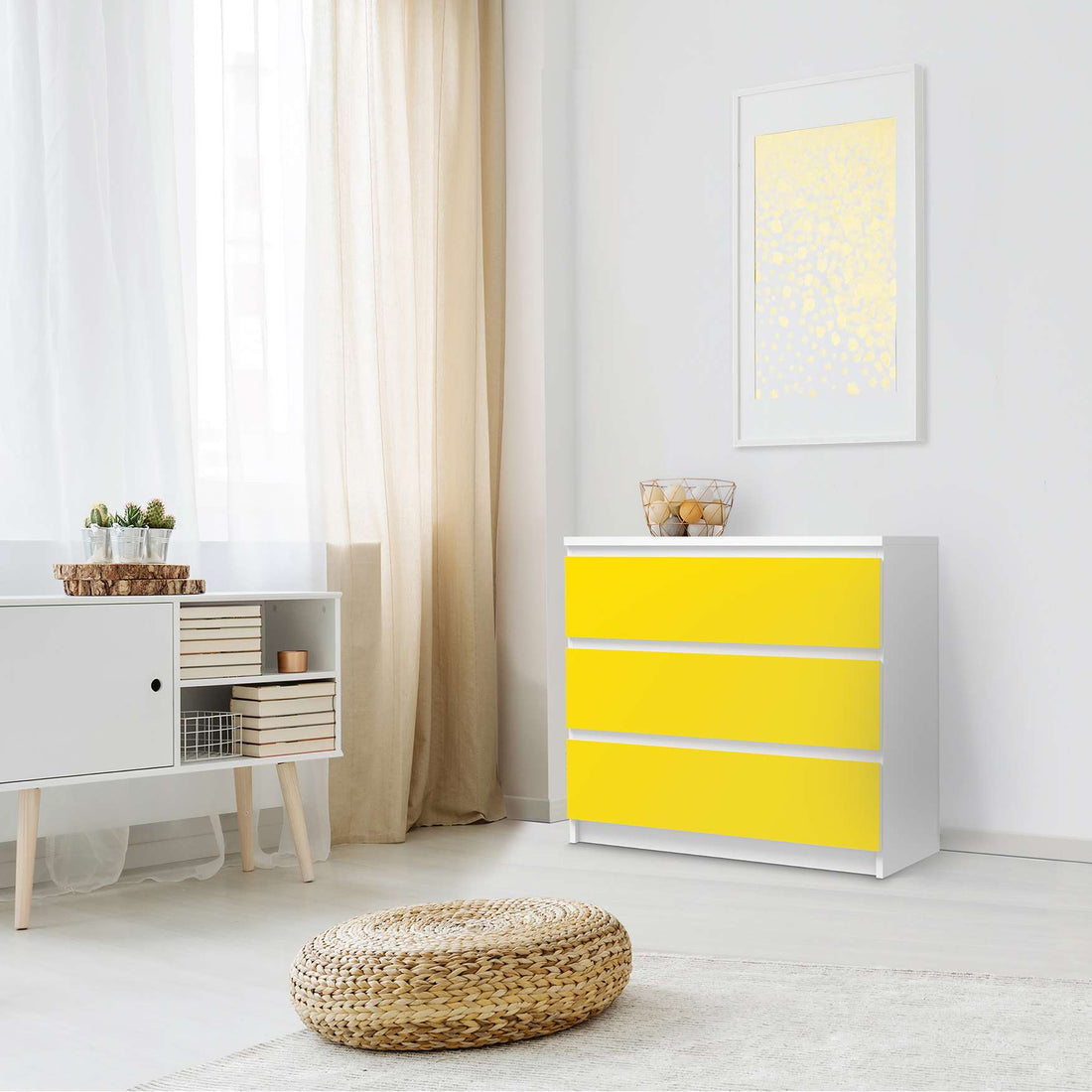 Klebefolie für Möbel Gelb Dark - IKEA Malm Kommode 3 Schubladen - Schlafzimmer