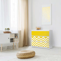 Klebefolie für Möbel Gelbe Zacken - IKEA Malm Kommode 3 Schubladen - Schlafzimmer
