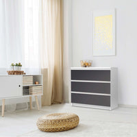 Klebefolie für Möbel Grau Dark - IKEA Malm Kommode 3 Schubladen - Schlafzimmer