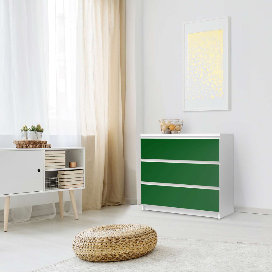 Klebefolie für Möbel Grün Dark - IKEA Malm Kommode 3 Schubladen - Schlafzimmer