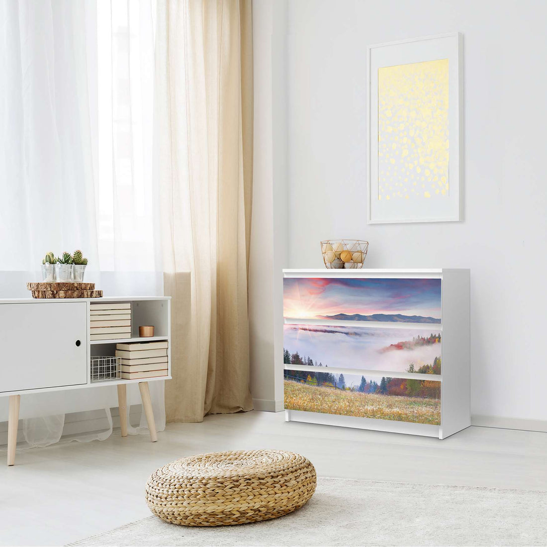 Klebefolie für Möbel Herbstwald - IKEA Malm Kommode 3 Schubladen - Schlafzimmer