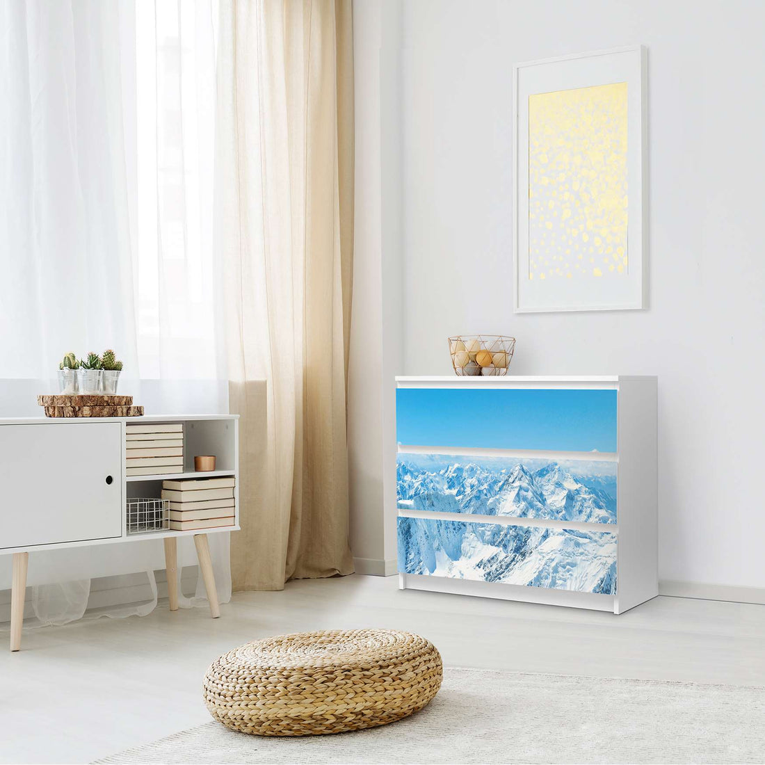 Klebefolie für Möbel Himalaya - IKEA Malm Kommode 3 Schubladen - Schlafzimmer