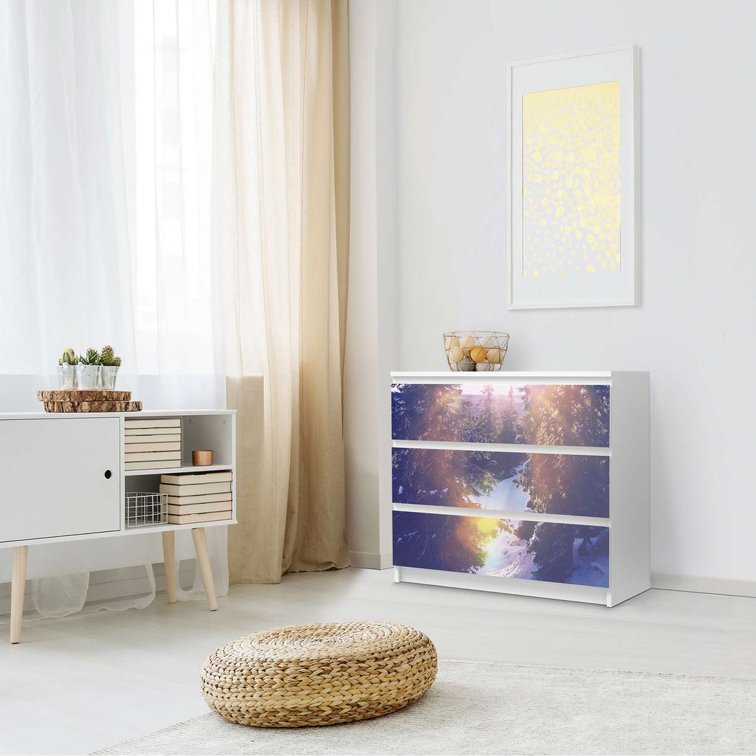 Klebefolie für Möbel Lichtflut - IKEA Malm Kommode 3 Schubladen - Schlafzimmer