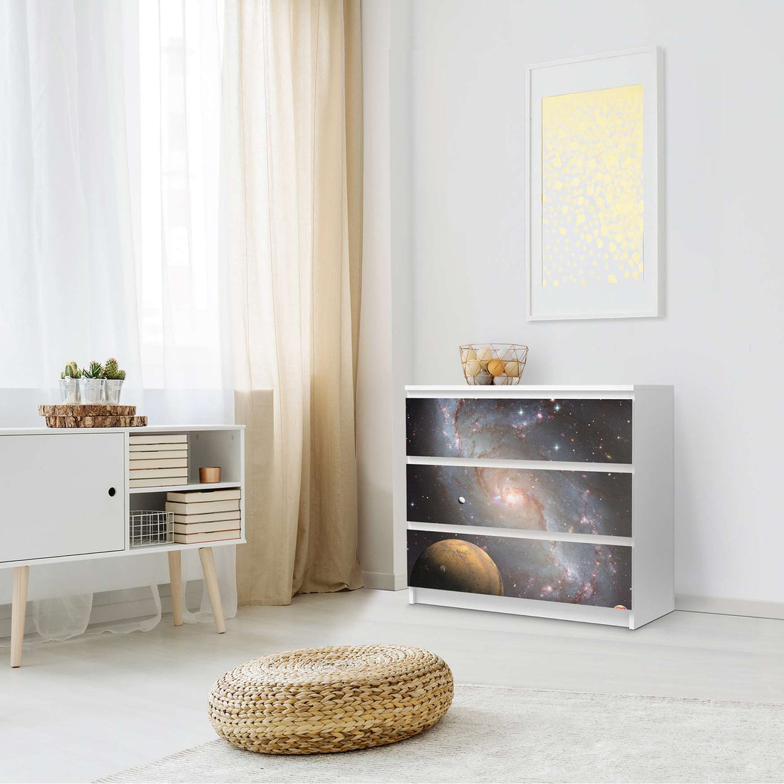 Klebefolie für Möbel Milky Way - IKEA Malm Kommode 3 Schubladen - Schlafzimmer