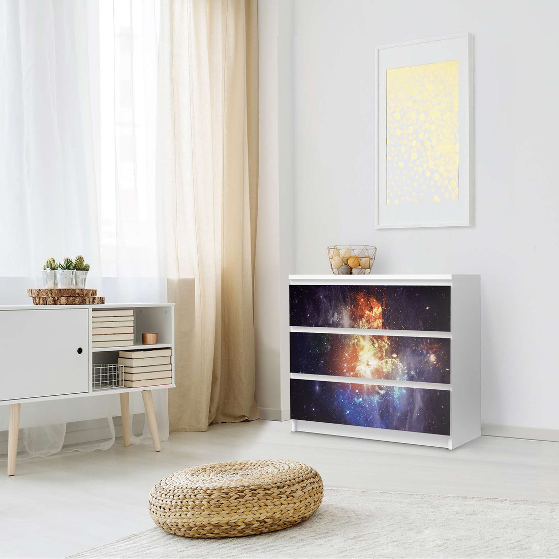 Klebefolie für Möbel Nebula - IKEA Malm Kommode 3 Schubladen - Schlafzimmer