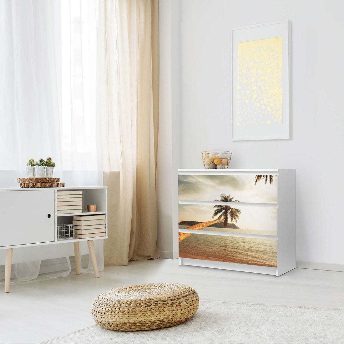 Klebefolie für Möbel Paradise - IKEA Malm Kommode 3 Schubladen - Schlafzimmer