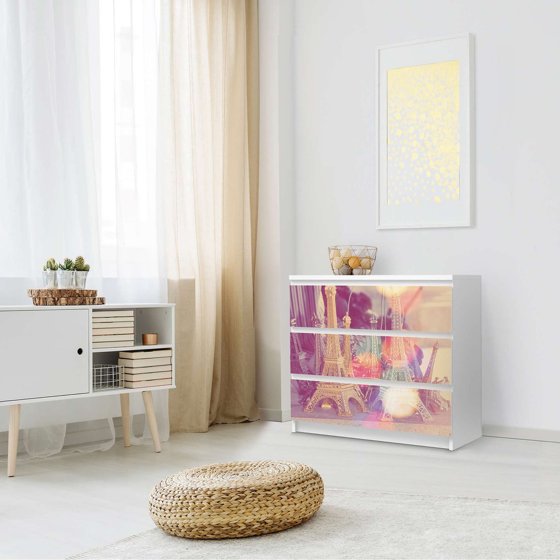 Klebefolie für Möbel Paris - IKEA Malm Kommode 3 Schubladen - Schlafzimmer