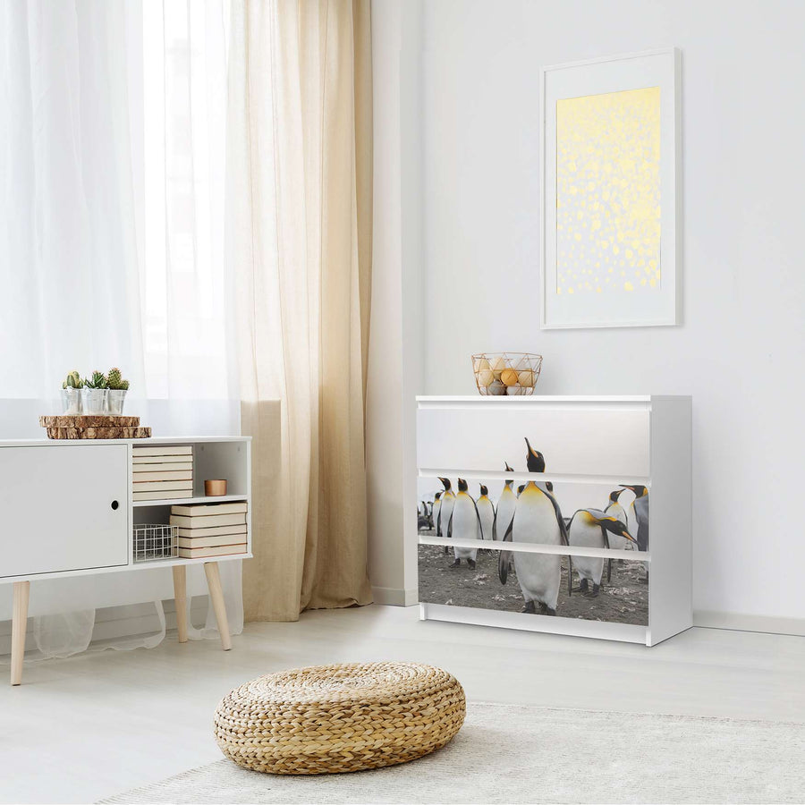 Klebefolie für Möbel Penguin Family - IKEA Malm Kommode 3 Schubladen - Schlafzimmer