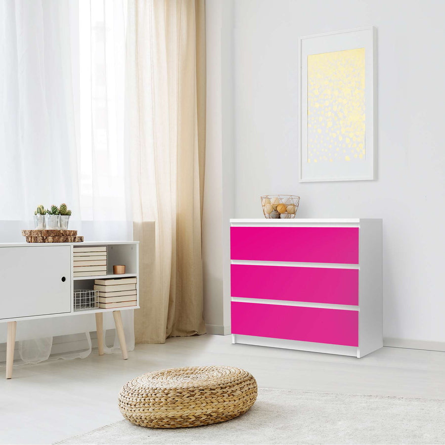 Klebefolie für Möbel Pink Dark - IKEA Malm Kommode 3 Schubladen - Schlafzimmer