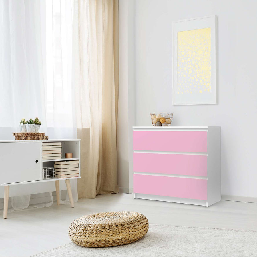 Klebefolie für Möbel Pink Light - IKEA Malm Kommode 3 Schubladen - Schlafzimmer