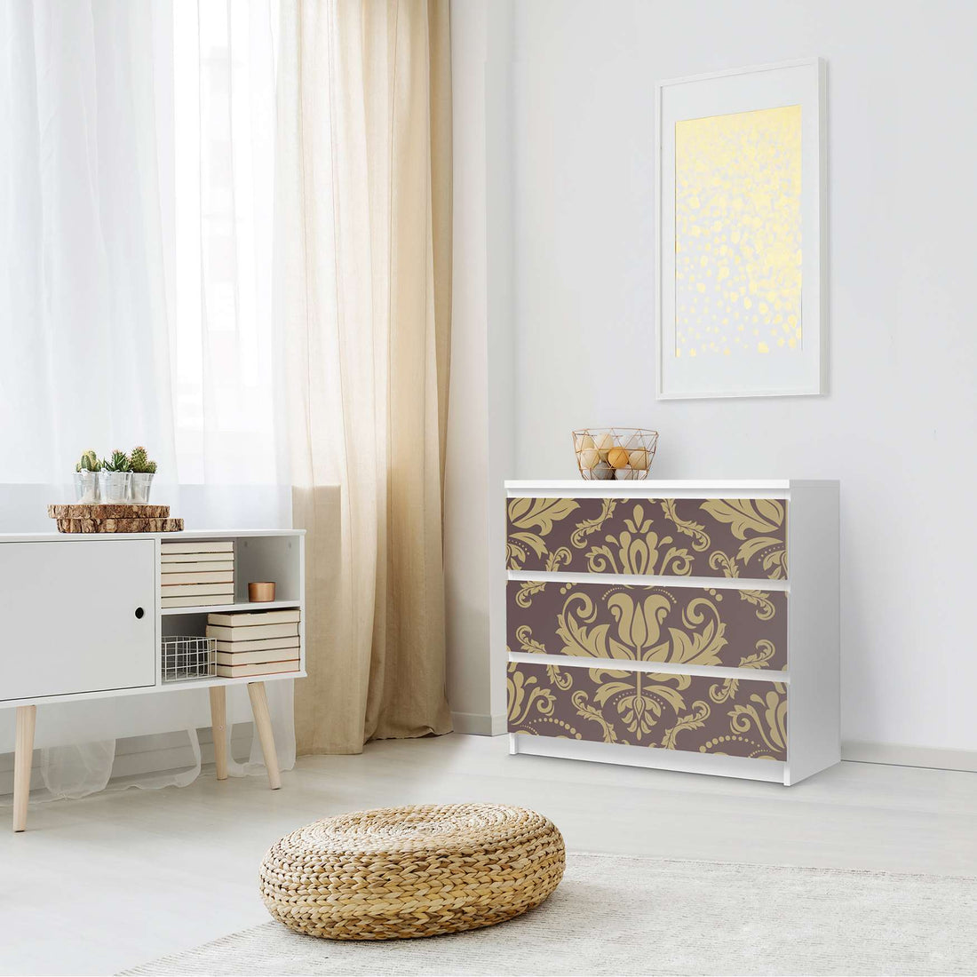 Klebefolie für Möbel Retro Revival - IKEA Malm Kommode 3 Schubladen - Schlafzimmer