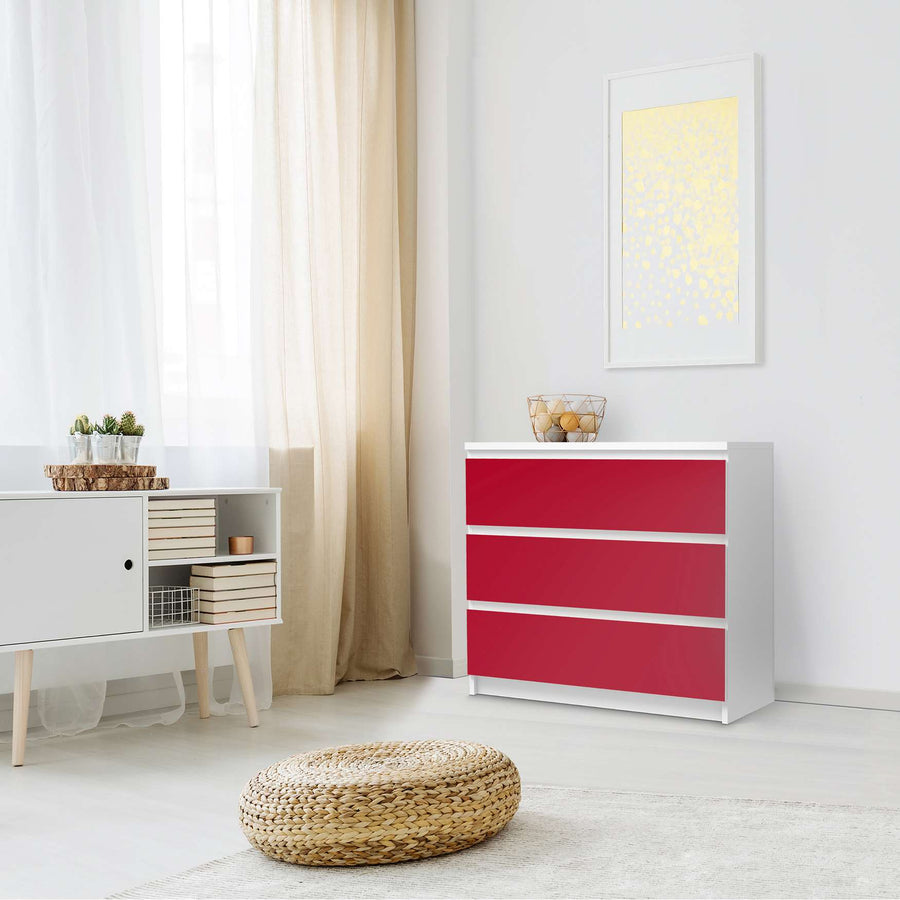 Klebefolie für Möbel Rot Dark - IKEA Malm Kommode 3 Schubladen - Schlafzimmer