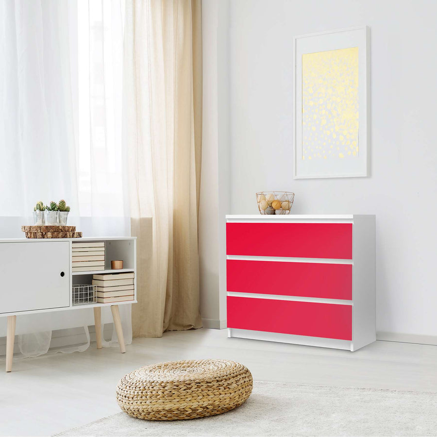 Klebefolie für Möbel Rot Light - IKEA Malm Kommode 3 Schubladen - Schlafzimmer