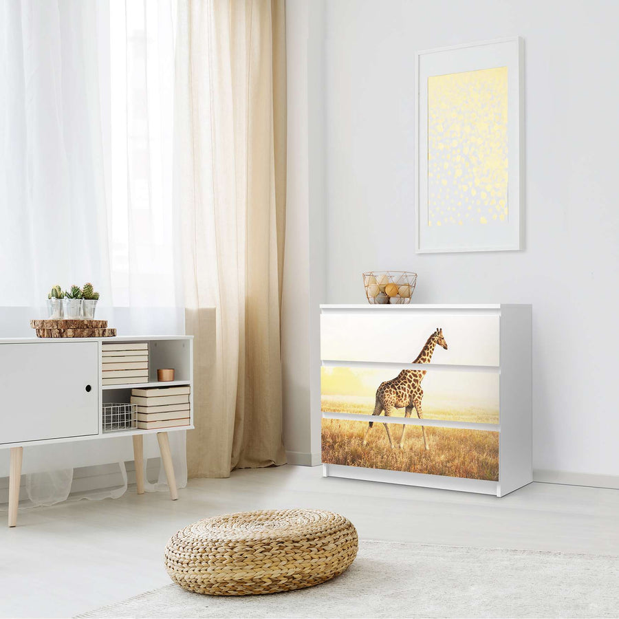 Klebefolie für Möbel Savanna Giraffe - IKEA Malm Kommode 3 Schubladen - Schlafzimmer