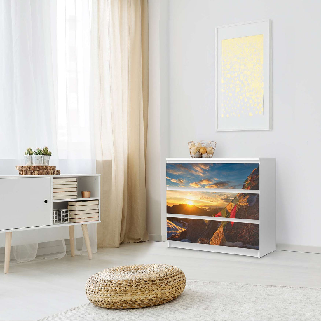 Klebefolie für Möbel Tibet - IKEA Malm Kommode 3 Schubladen - Schlafzimmer