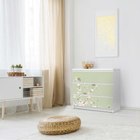 Klebefolie für Möbel White Blossoms - IKEA Malm Kommode 3 Schubladen - Schlafzimmer
