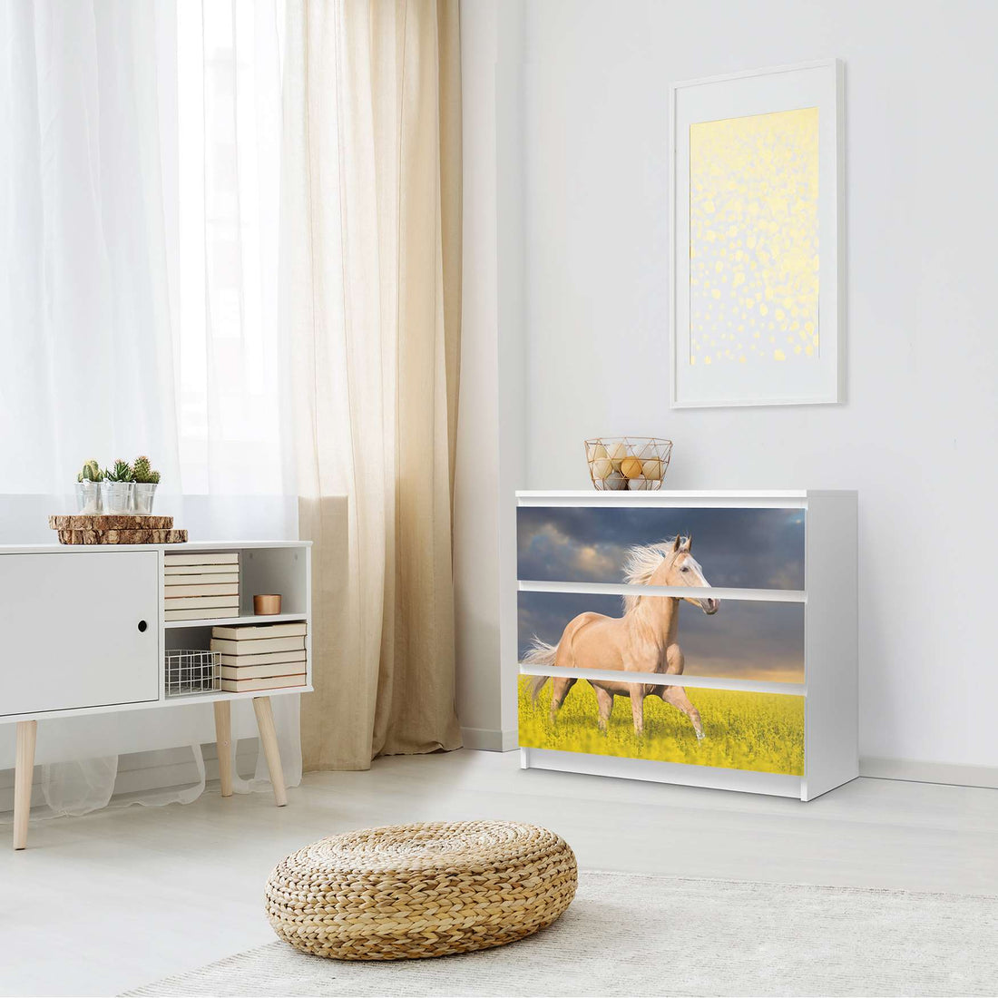 Klebefolie für Möbel Wildpferd - IKEA Malm Kommode 3 Schubladen - Schlafzimmer
