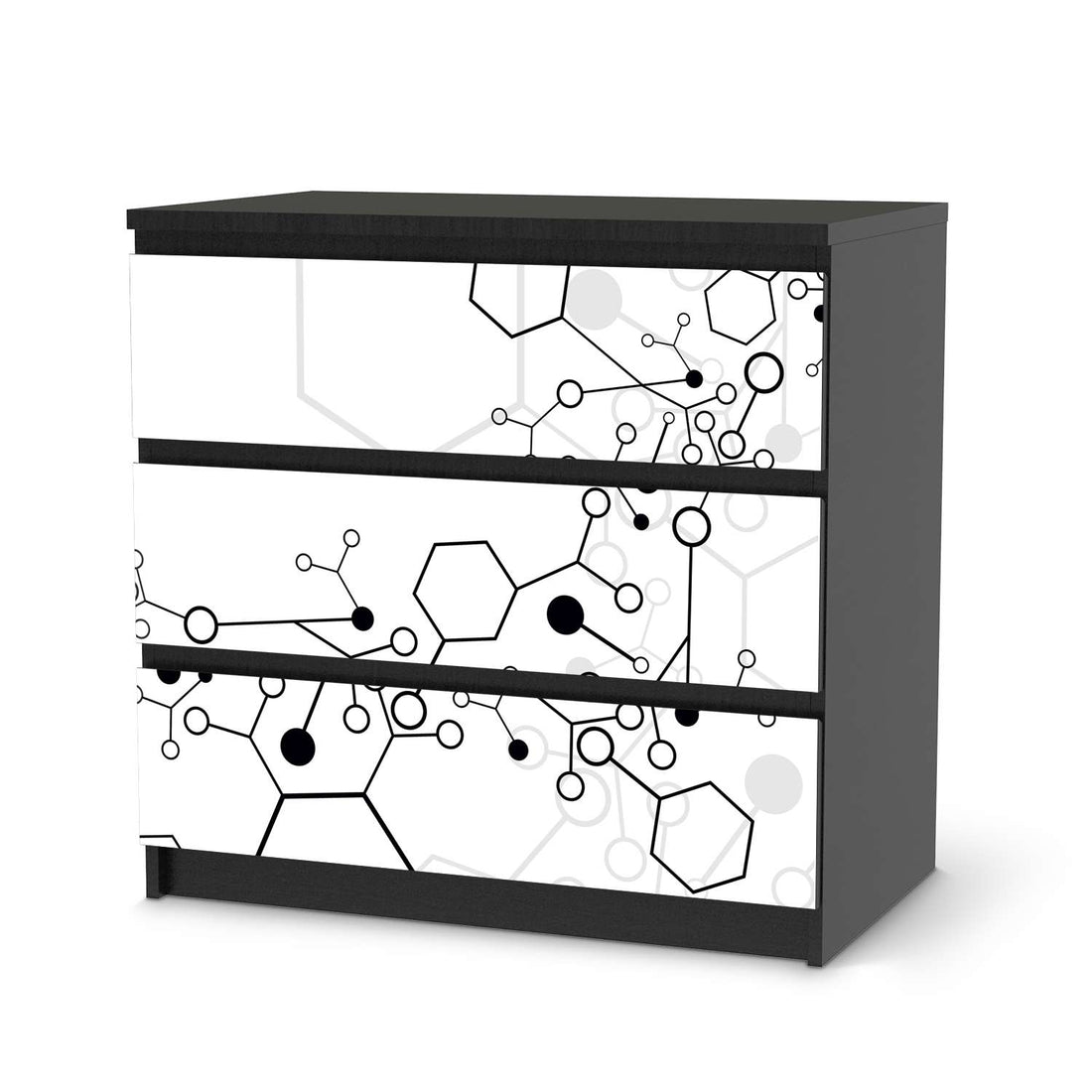 Klebefolie für Möbel Atomic 1 - IKEA Malm Kommode 3 Schubladen - schwarz