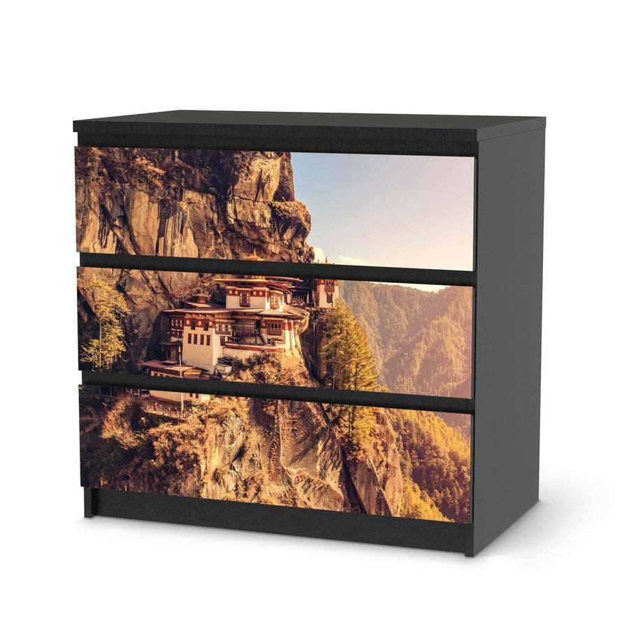 Klebefolie für Möbel Bhutans Paradise - IKEA Malm Kommode 3 Schubladen - schwarz