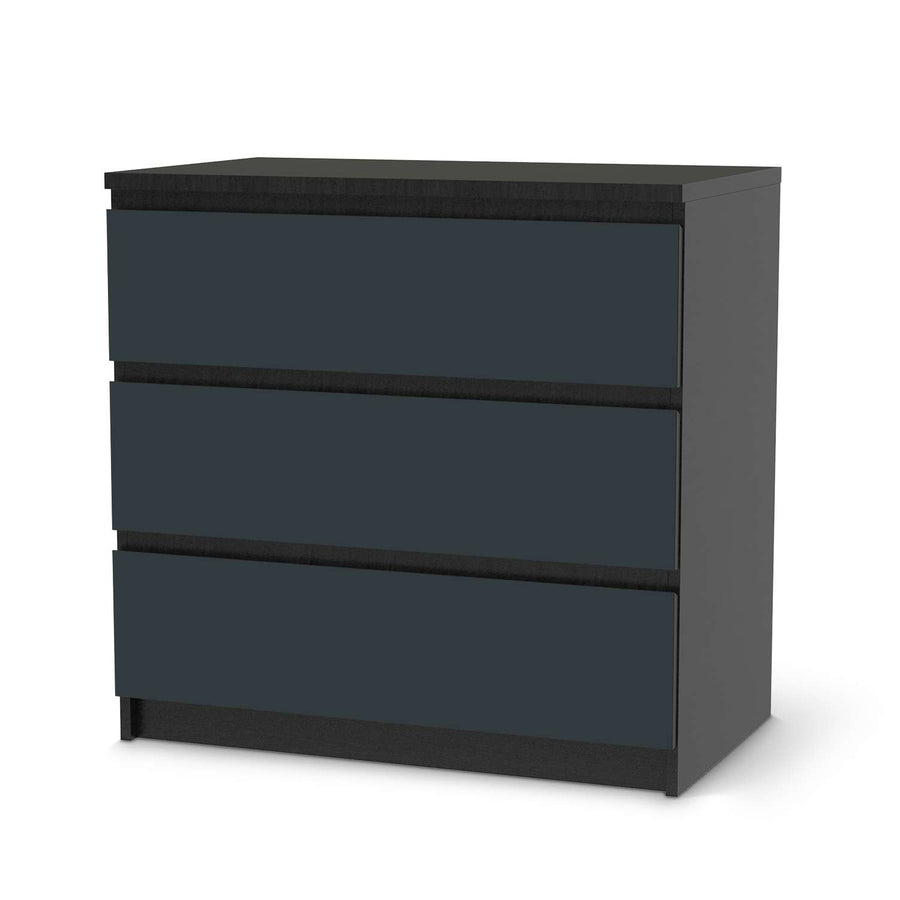 Klebefolie für Möbel Blaugrau Dark - IKEA Malm Kommode 3 Schubladen - schwarz