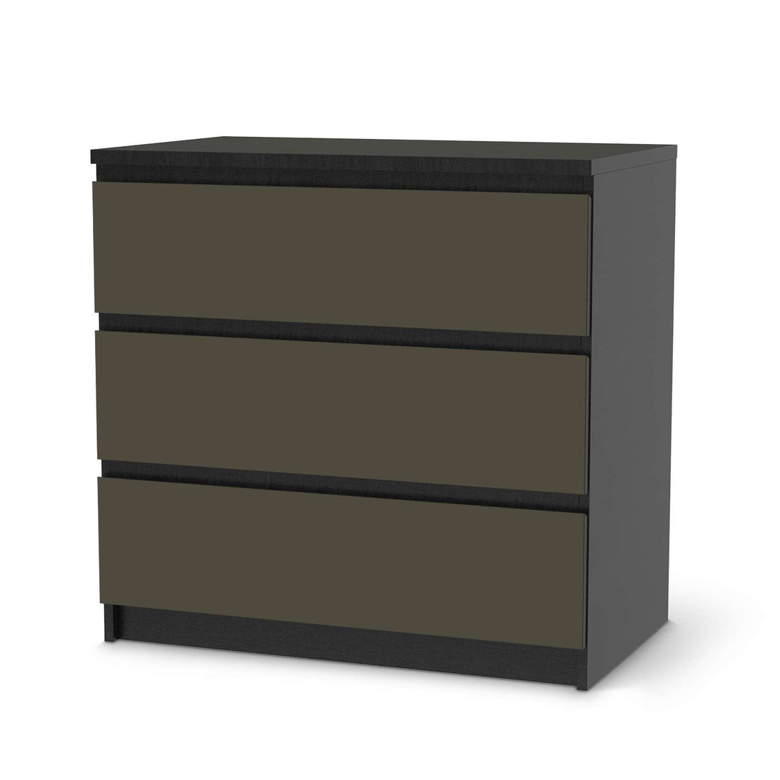 Klebefolie für Möbel Braungrau Dark - IKEA Malm Kommode 3 Schubladen - schwarz