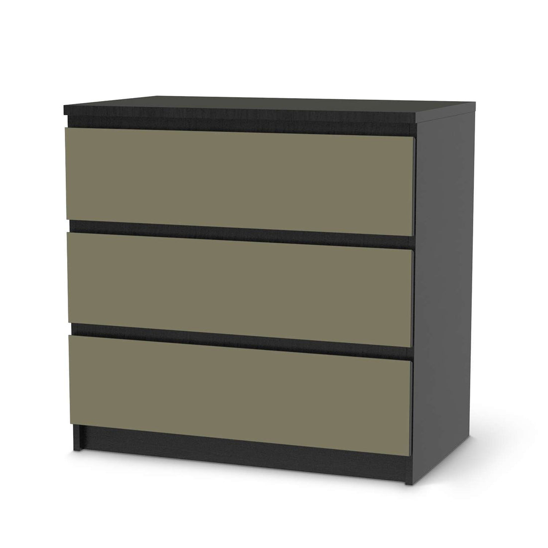 Klebefolie für Möbel Braungrau Light - IKEA Malm Kommode 3 Schubladen - schwarz