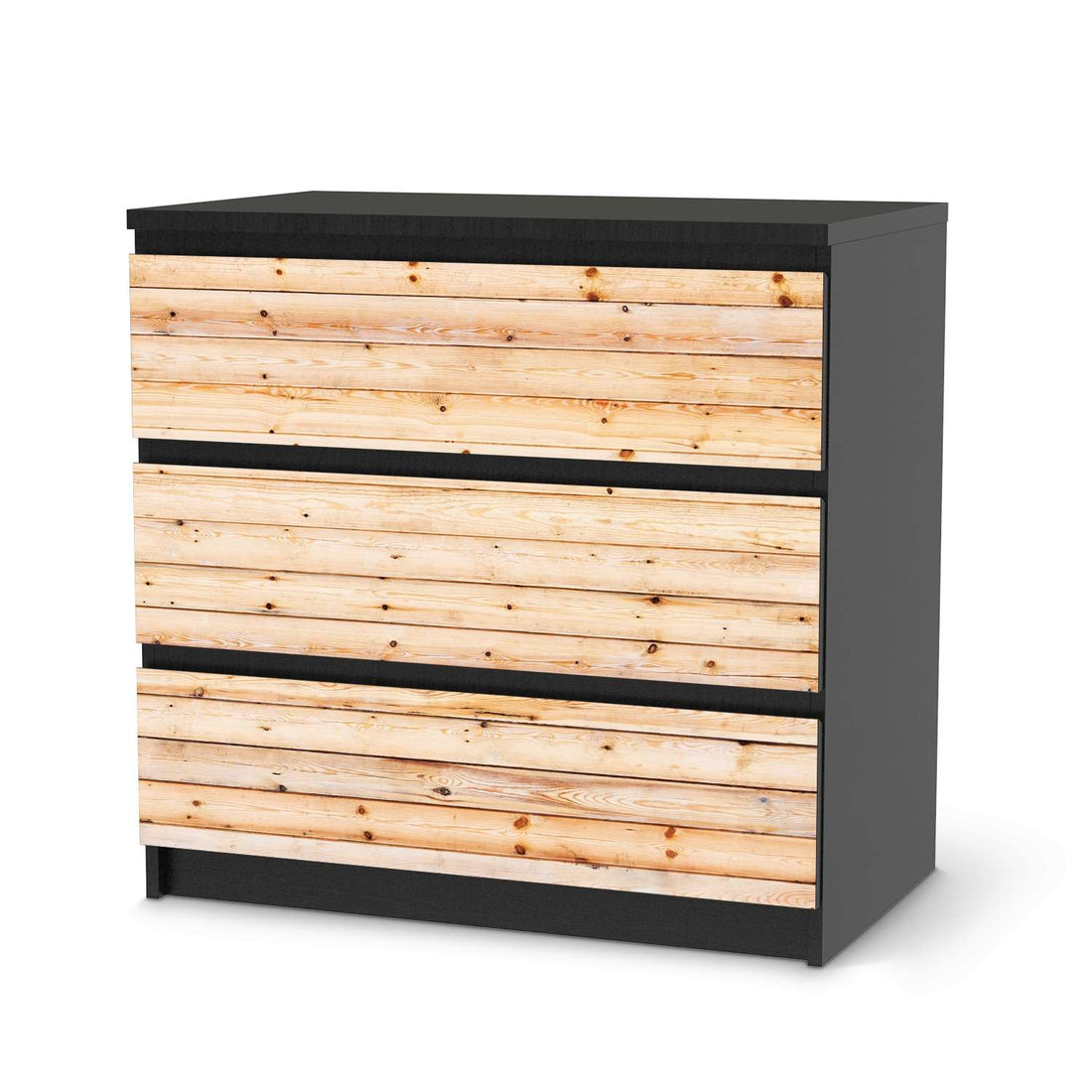 Klebefolie für Möbel Bright Planks - IKEA Malm Kommode 3 Schubladen - schwarz